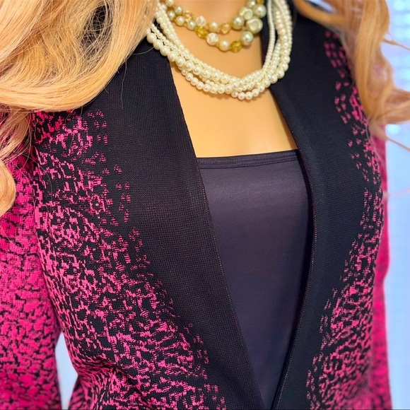Ming Wang Jackets & Blazers - MING WANG DESIGNER BLAZER SIZE LARGE LIKE NEW CONDITION BEAUTIFUL PINK & BLACK